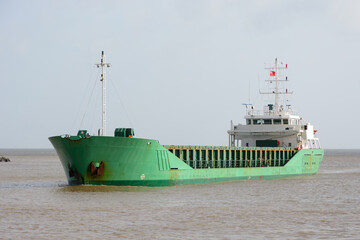 Loaded general cargo ship approaching Great Yarmouth