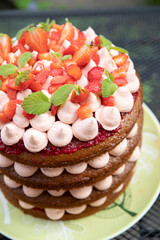 fresh summer strawberry cake beautifully decorated