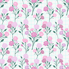Rose seamless pattern background. Seamless floral pattern with flowers. Flower pattern.Botanical seamless pattern.Design for textiles, fabric, interior, wallpaper, decoration. Vector
