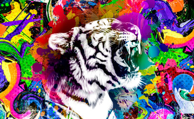 Fototapeta na wymiar graffiti with tiger on wall