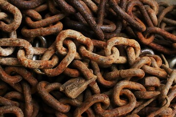 Rusted metal chains abstract picture