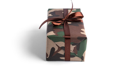  Camouflage gift box isolated.