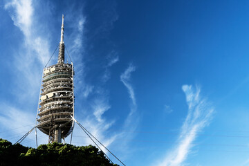 Telecommunication antenna in the blue sky