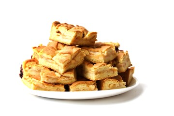 Traditional Tatar Food, Apple Pie Balish Isolated On White Background.