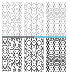 Geometric pattern background set, hexagon, Seamless, Colors easily changed, vector illustration.
