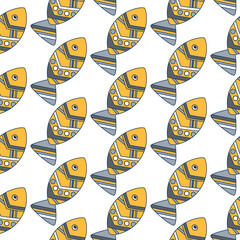 Seamless pattern with yellow fish. Vector graphics