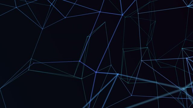 Abstract digital connection moving dots and lines. Technology background. Network connection structure. 