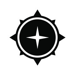 Simple Cross Compass Black Icon Vector 