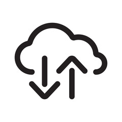 cloud data exchange outline icon isolated on white background