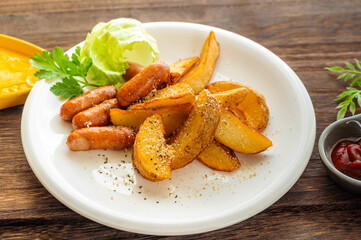 フライドポテトとウインナー