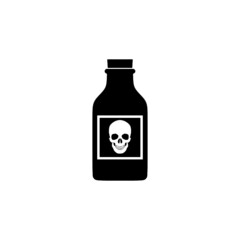 Flat poison bottle icon isolated on white background