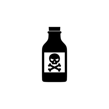 Flat poison bottle icon isolated on white background