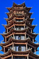 Fototapeta premium Wooden Pagoda or Muta Temple in Main square. Zhangye-Gansu province-China-1219