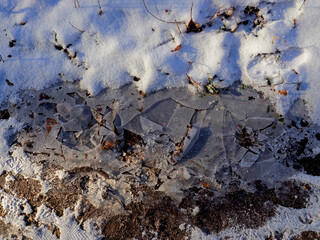 Eis und Schnee am Straßenrand
