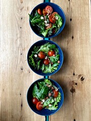 Healthy vegetable salad, placed on the table and served