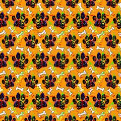 Dog Party Paw Prints Bones Confetti And Streamers