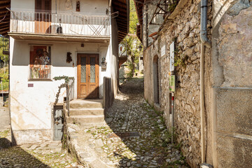 Ancient street at painters village Arcumeggia in province of Varese, Italy.