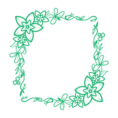 Hand drawn vector botanical frame. Vector background with floral corner ornament.