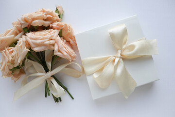 mockup greeting card. flowers and an envelope. space for text 