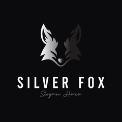 Silver fox logo design premium vector