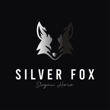 Silver fox logo design premium vector