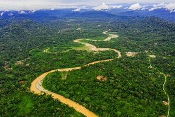 Fototapeta na wymiar Rio Villano in ecuadorian amazon rainforest