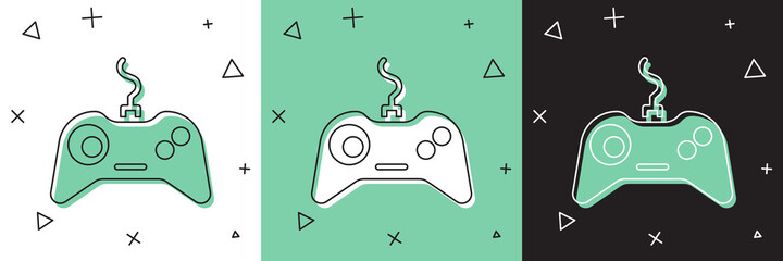 Set Gamepad icon isolated on white and green, black background. Game controller. Vector Illustration. © Vadim