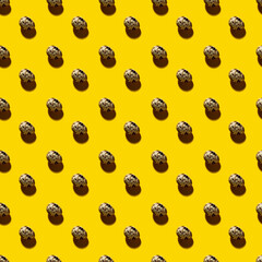 pattern quail eggs on yellow background