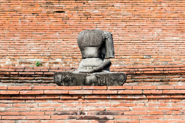 Destroyed headless Buddha statue, Ayutthaya Historical Park, Thailand