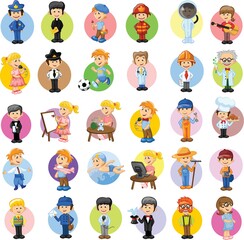 Cartoon vector characters of different professions