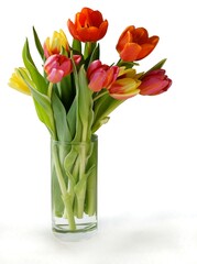 multicolor pretty tulips close up isolated