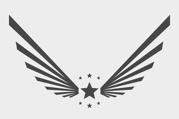 Patriotic national american sign. Wings with stars creative vector logo. Eagle graphic style design icon.