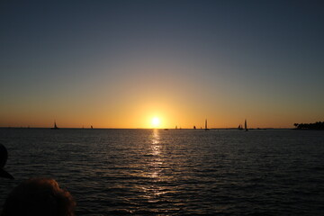 Sunset at Mallory Square in Key West, Florida USA