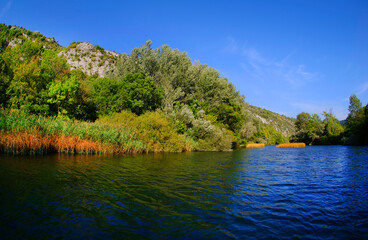 Summer landscape of Cetina river near Omis, Croatia, Europe