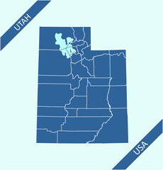 County map of Utah USA