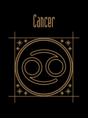 Cancer zodiac horoscope illustration icon Black 