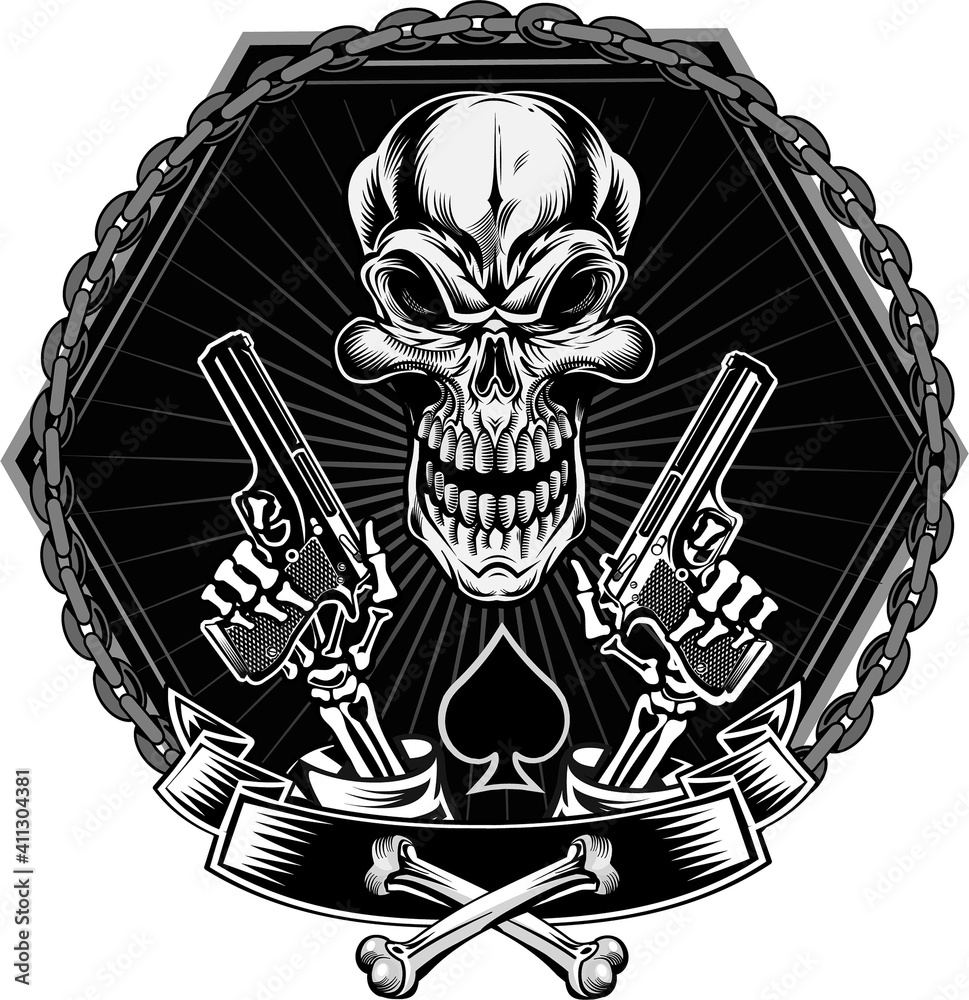 Wall mural Skull and guns