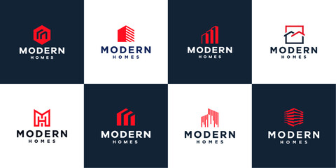 Collection of home logos  apartment with real estate modern concept logo design templates - obrazy, fototapety, plakaty