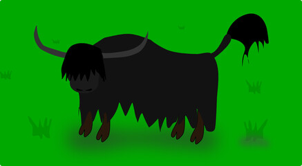 yak on a green background