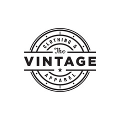 Cloth apparel vintage label silhouette or logo emblem stamp vector