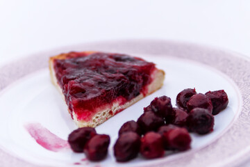 cherry pie is on the plate