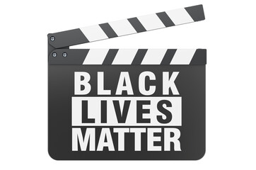 Naklejka premium Movie clapperboard with Black Lives Matter flag, 3D rendering