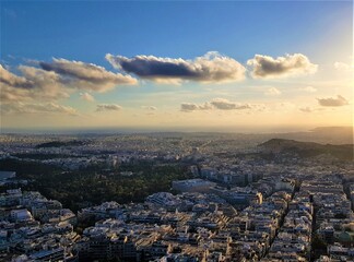 Athens View from Top with Mount Lycabettus in the Middle. Amazing shot in Athens - Greece. A lovely and authentic city.