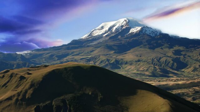 Cayambe volcano in northern Ecuador andes mountain range is amazing and beautifull. 4K video animation