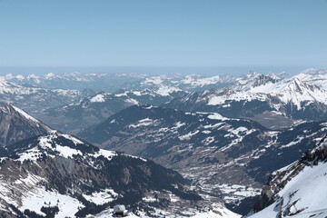 Swiss Alps landscape, natural tourism in winter 