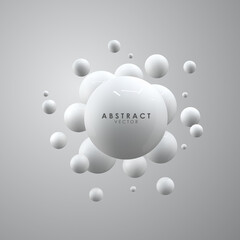 Abstract background with 3d shapes. Vector realistic spheres.