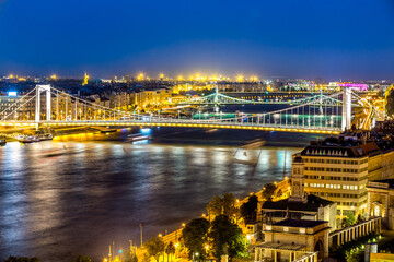 Fototapeta na wymiar Panorama of Budapest at night, Hungary