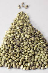 hemp seeds  macro image on white background