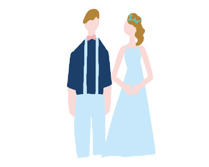 手書きタッチの花嫁花婿結婚式イラスト　Handwritten touch bride and groom wedding illustration