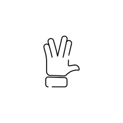 Fototapeta na wymiar hand alien fingers emoji, finger gesture line art vector icon for apps and websites